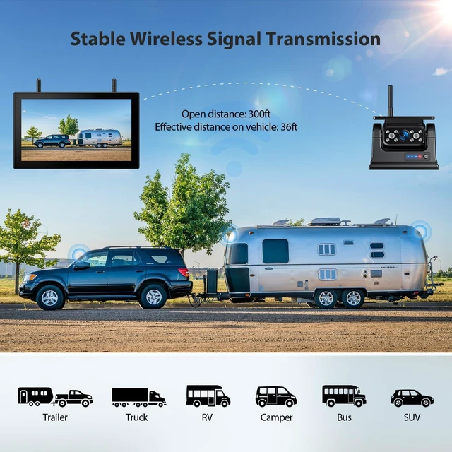 Alt view image 7 of 7 - ZEROXCLUB 10.1" Touchscreen Magnetic Solar Wireless Backup Camera