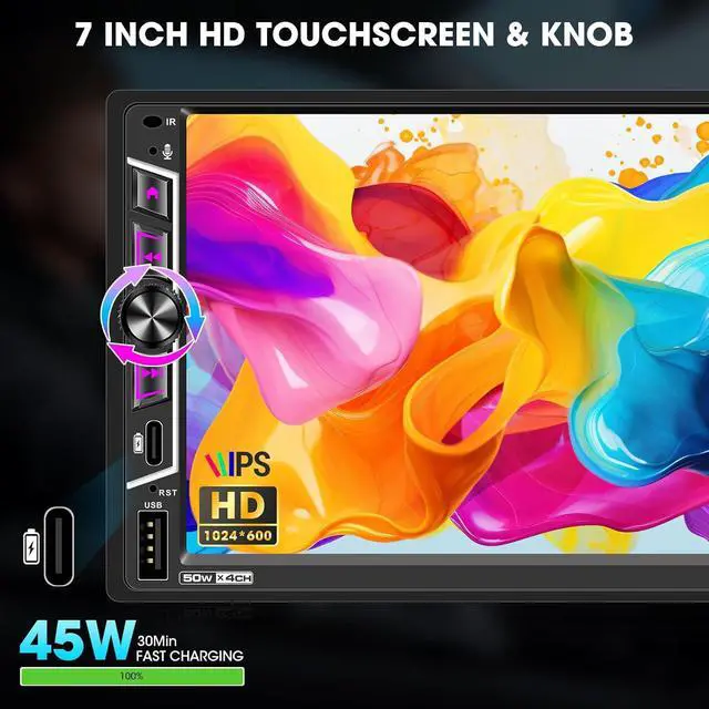 Alt view image 5 of 7 - Double Din Wireless CarPlay Stereo: 7 Inch Wireless Android Auto Car Radio with 2 Subwoofer Outputs - IPS Touchscreen GPS Navigation Bluetooth HD Backup Camera Type-C Fast Charge