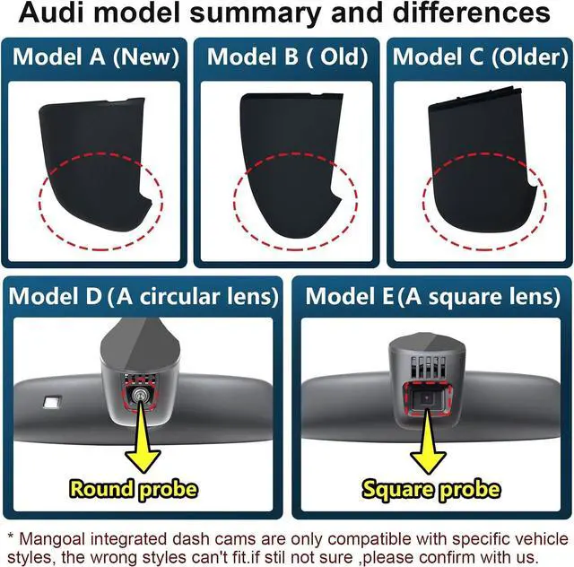 Alt view image 2 of 7 - Mangoal Front 4K & Rear 1080p Dash Cam fit for Audi (Model A Black) 2019-2026 A4 A6 Allroad A3 A5 Q5 S4 S6 Q7 A8 S8 TT A7 S5 Q3 S3 S7 RS3 RS5 RS6 e-tron, OEM Look, WiFi & App, GPS, 128GB Card