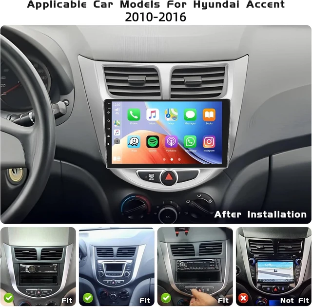 Alt view image 2 of 7 - 8Core 6+128G Android 15 Car Stereo for 2010-2016 Hyundai Accent Verna Solaris Wireless Carplay Android Auto DSP, 9 Inch Touch Screen Radio 59UI 32EQ DSP BT 5.0 GPS 5G WiFi+AHD Backup Camera
