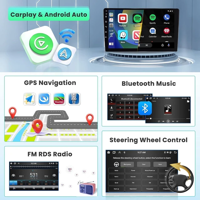 Alt view image 7 of 7 - 8Core 6+128G Android 15 Car Stereo for 2010-2016 Hyundai Accent Verna Solaris Wireless Carplay Android Auto DSP, 9 Inch Touch Screen Radio 59UI 32EQ DSP BT 5.0 GPS 5G WiFi+AHD Backup Camera