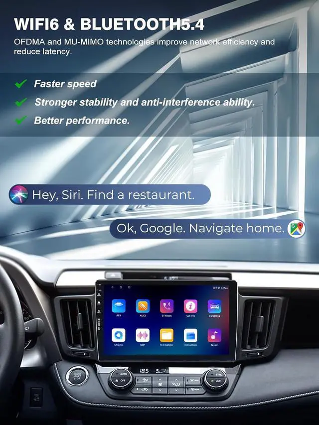 Alt view image 5 of 6 - 5G WiFi(6) Car Radio for Toyota RAV4 2013-2018, Android13/Wireless CarPlay/Android Auto/Touch Screen/GPS Navigation/Bluetooth/FM/HD Backup Camera (2Ram+64Rom)