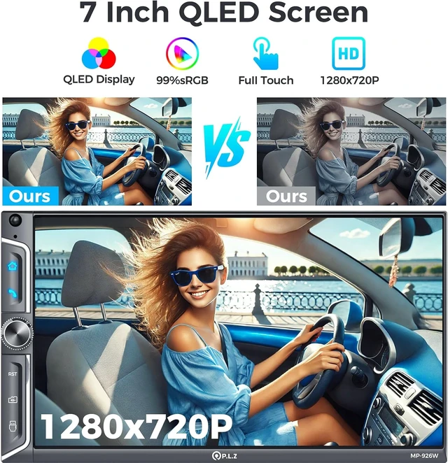 Alt view image 4 of 7 - PLZ 7" QLED Wireless Double Din Car Stereo - Apple CarPlay & Android Auto, 240W 4.2CHN, 2 Subwoofers Outputs, SWC, Bluetooth, FM/AM Car Radio, Backup Camera