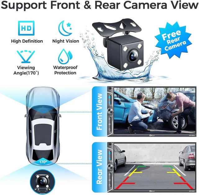 Alt view image 7 of 7 - PLZ 7" QLED Wireless Double Din Car Stereo - Apple CarPlay & Android Auto, 240W 4.2CHN, 2 Subwoofers Outputs, SWC, Bluetooth, FM/AM Car Radio, Backup Camera