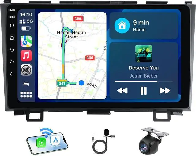Main image of 4 Core 64G for Honda CRV Radio 2007-2011 : 9 Inch Touch Screen Stereo Head Unit Replacement with Wireless Carplay Android Auto Bluetooth GPS Navigation 5G WiFi FM/RSD SWC USB Mirror Link Backup Camera