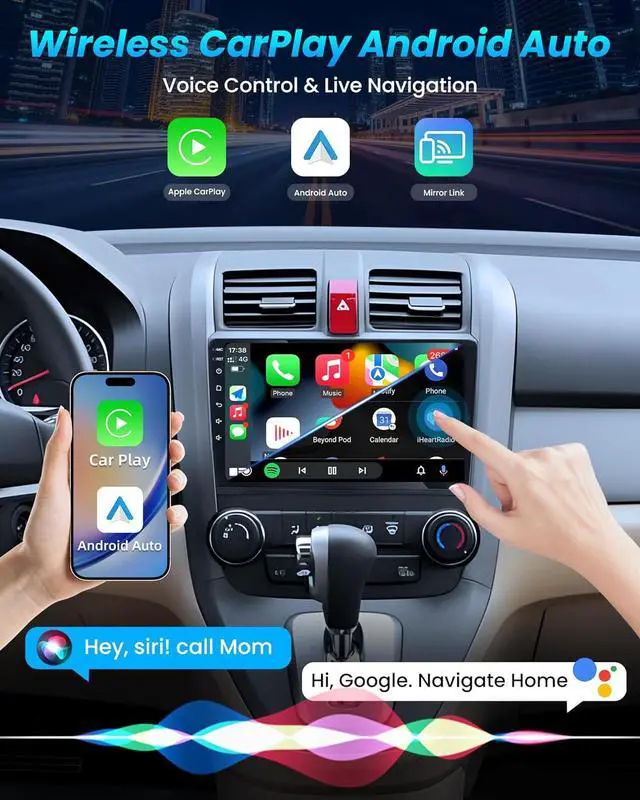 Alt view image 3 of 7 - 4 Core 64G for Honda CRV Radio 2007-2011 : 9 Inch Touch Screen Stereo Head Unit Replacement with Wireless Carplay Android Auto Bluetooth GPS Navigation 5G WiFi FM/RSD SWC USB Mirror Link Backup Camera