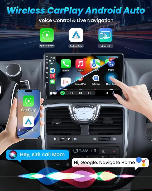 Alt view image 3 of 7 - Car Radio Stereo for Dodge Grand Caravan 2011-2020, 9" HD Touch Screen with CarPlay Android Auto FM 5GWiFi GPS Bluetooth Backup Camera SWC