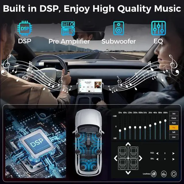 Alt view image 4 of 7 - 7" Double Din Car Stereo, Wireless Carplay & Android Auto, Touchscreen, Bluetooth, 240W, Backup Camera, Car Radio Receiver, SWC, Subwoofer Output, FM/AM, Mirror Link