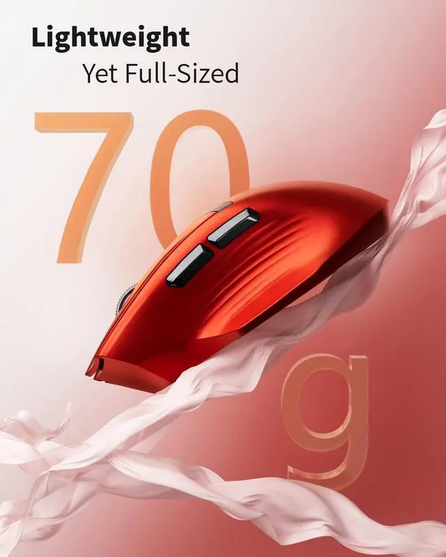 Alt view image 4 of 6 - Uciefy Z07 Bluetooth Wireless Mouse, Dual Mode (2.4G+BT5.1) Bluetooth Mouse, USB C Rechargeable with Charging Indicator, Ergonomic Computer Mice for Laptop/PC/Mac/iPad-Red