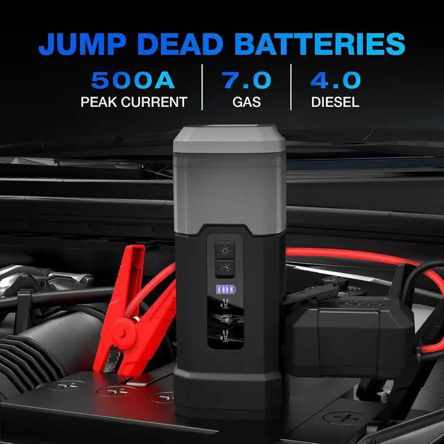 Alt view image 2 of 7 - Type S Dynamic Flex DF20 500A Jump Starter & Work Lantern - Portable Car Battery Jump Starter & Charger with Intelli-Step LED Jump Guide, 360° Work Lantern & Flashlight, Power Bank, Dual-Color LED