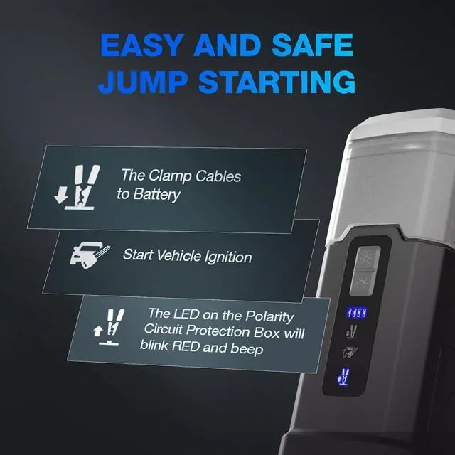 Alt view image 6 of 7 - Type S Dynamic Flex DF20 500A Jump Starter & Work Lantern - Portable Car Battery Jump Starter & Charger with Intelli-Step LED Jump Guide, 360° Work Lantern & Flashlight, Power Bank, Dual-Color LED