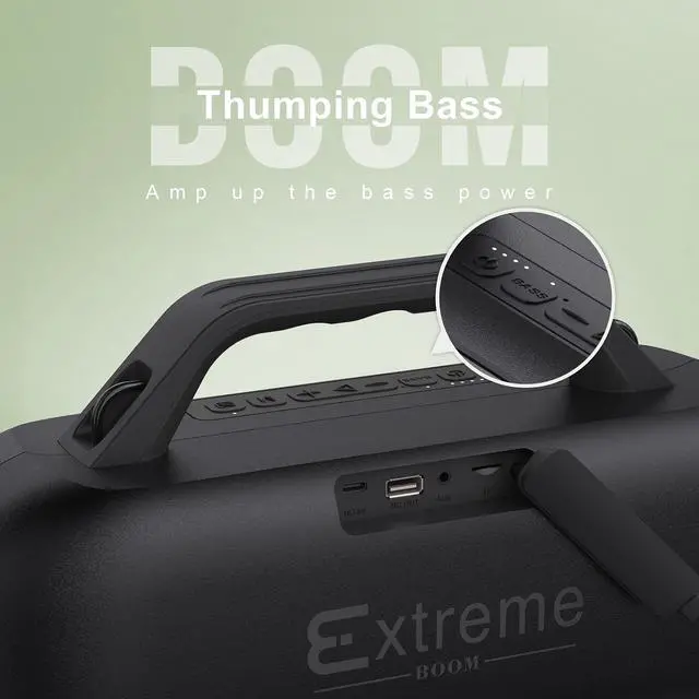 Alt view image 6 of 7 - DOSS Extreme Boom Outdoor Bluetooth Speaker with 60W Mighty Sound, Deep Bass, 30H Playtime,10400mAh Power Bank, BT 5.3, IPX6 Waterproof, Portable Strap for Camping, Pool, Beach, Garage, Work