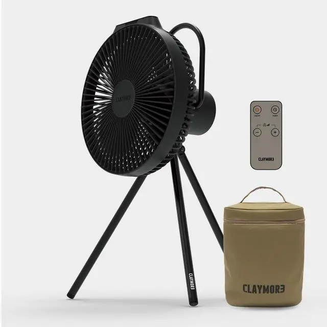 Main image of Claymore V1040 Black Rechargeable Portable Fan 10,400mAh Power Bank Function Remote Control 4-Speed Quiet BLDC Air Circulator USB-C Charging 23 Hrs Runtime for Camping, Indoor, Outdoor