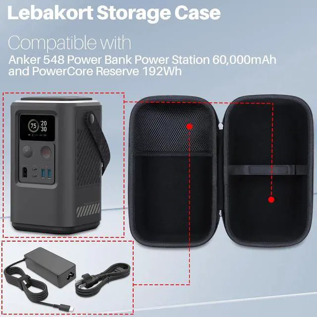 Alt view image 3 of 7 - Lebakort Storage Case Compatible with Anker 548 Power Bank Power Station 60,000mAh and PowerCore Reserve 192Wh (Black Case Only)