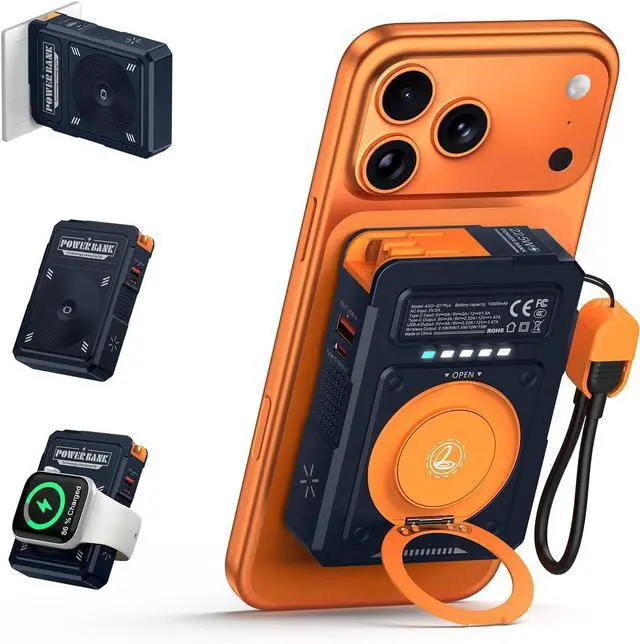 Main image of ummz for Magsafe Battery Pack 10000mAh,5-in-1 Magnetic Portable Charger with Wall Plug, Wireless Power Bank for Apple Watch,22.5W Fast Charging PowerBank for iPhone 17 Pro Max/16/15/14/13/12 Mini