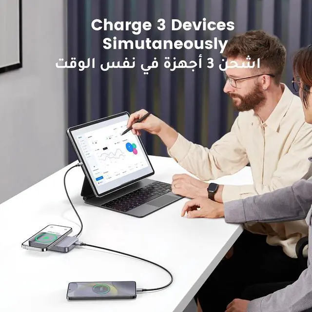 Alt view image 2 of 7 - UGREEN Wireless Magnetic External Battery 10000mAh USB C USB A Fast Charge PD QC 3.0 20W Power Bank Induction Qi 15W Max Compatible with iPhone 15 Plus Pro Max iPhone 14 13 12 Pro Max MagSafe