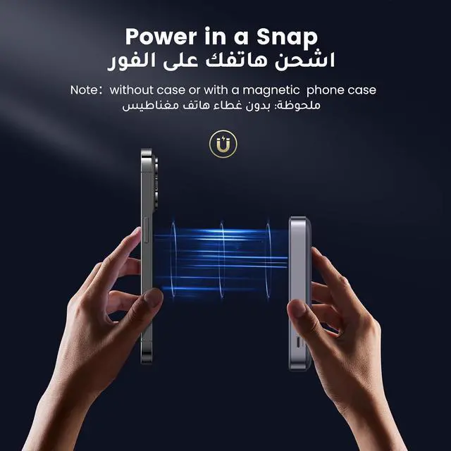 Alt view image 6 of 7 - UGREEN Wireless Magnetic External Battery 10000mAh USB C USB A Fast Charge PD QC 3.0 20W Power Bank Induction Qi 15W Max Compatible with iPhone 15 Plus Pro Max iPhone 14 13 12 Pro Max MagSafe