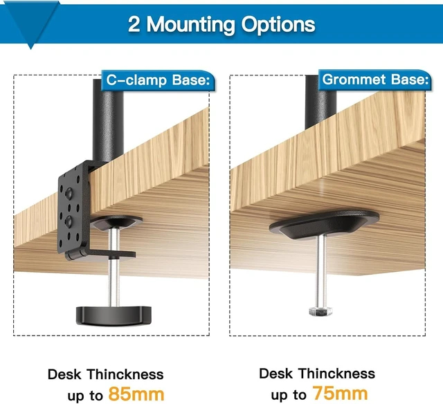 Alt view image 5 of 7 - HUANUO Laptop Mount, Height Adjustable Dual Monitor Mount with Laptop Keyboard Tray Fit Two 13 to 27 Inch Flat Curved Computer Screens and 10 to 17 Inch Notebooks