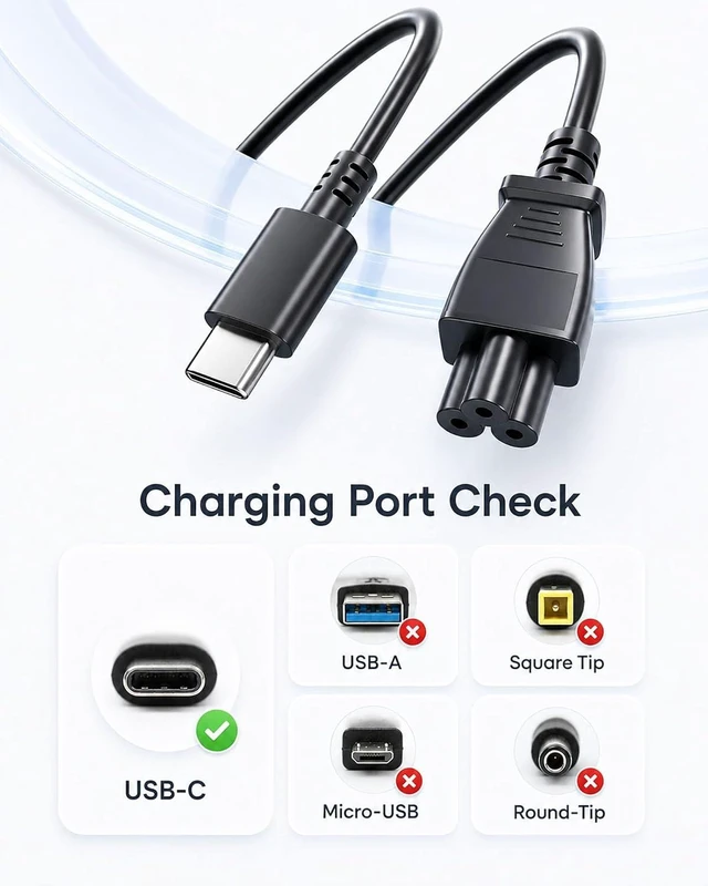 Alt view image 2 of 6 - 65W 45W USB-C Charger Compatible with Nimo Lenovo Dell HP Laptop