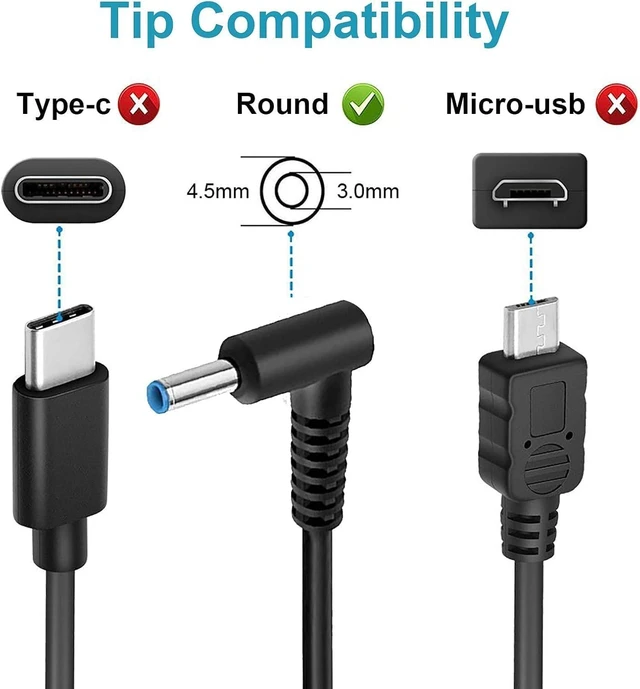 Alt view image 2 of 6 - Fast Charger for HP Laptop Computer 65W 45W Smart Blue Tip 4.5mm