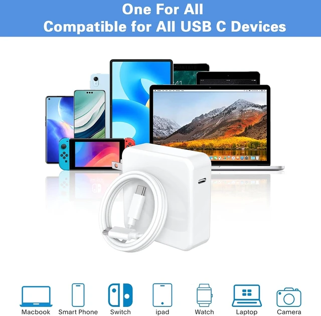 Alt view image 7 of 7 - Charger for MacBook Air/Pro iPad and All USB C Devices, 100W Power Adapter