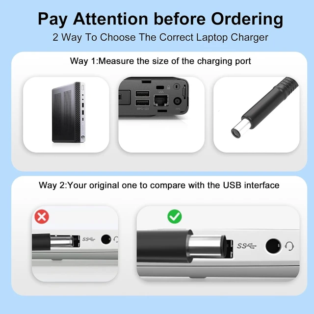 Alt view image 2 of 7 - 120W 6.15A AC Adapter Compatible with HP Envy/Pavilion/EliteBook