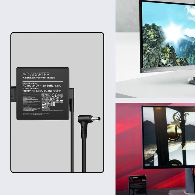 Alt view image 6 of 6 - 90W Charger Compatible with Asus Monitor Power Cord Rog Strix PG279Q PG279 PG279QZ XG27UQ PG259QN TUF Gaming VG27AQ VG32VQR VG35VQ Vivo AiO V230I V230IC AC Adapter ADP-90LE B