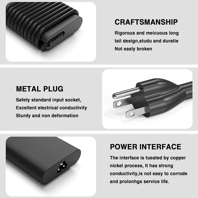 Alt view image 4 of 7 - 65W USB C Laptop Charger For Dell Latitude Inspiron XPS Type C