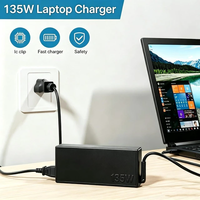 Alt view image 6 of 6 - HNHTKJ 135W Charger Fit for Lenovo Thinkpad IdeaPad 20V 6.75A AC Adapter
