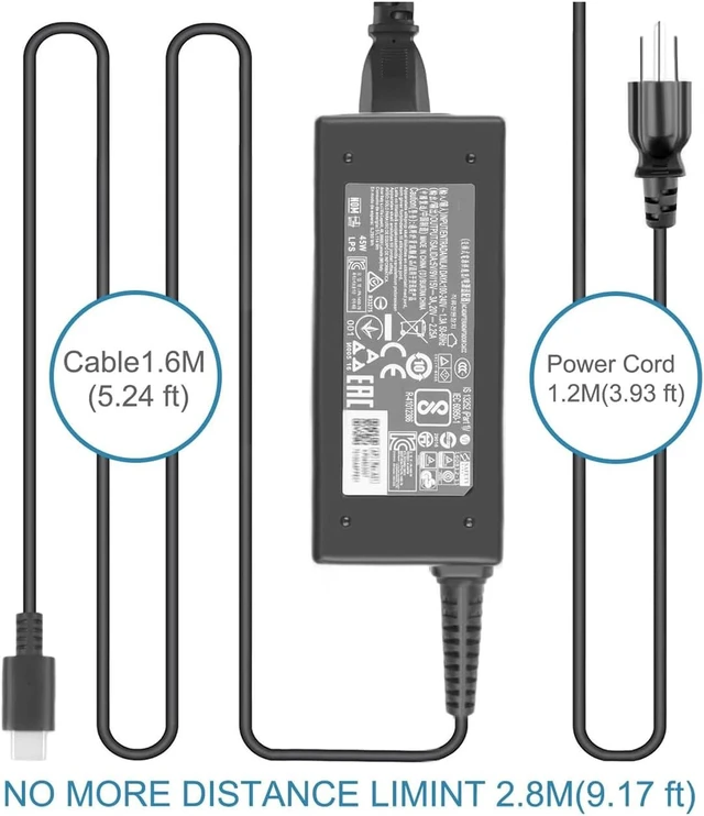 Alt view image 4 of 5 - 45W USB C Charger Compatible with Acer Gateway Chromebook 311 315 C732 CBO311-1H CB315-4H CBO311-1H-C1MX CBOA311-1H-C90F CB315-4H-C8XU C732-C6WU Compatible with PA-1450-78 PA-1450-50