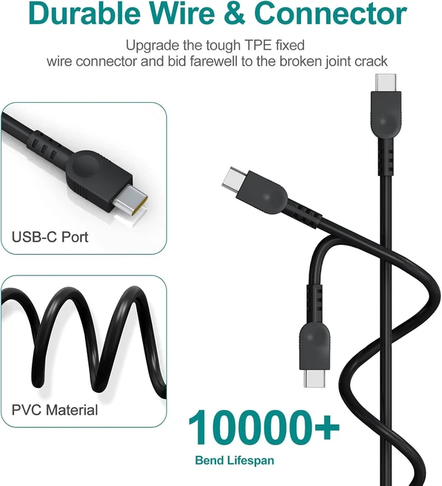 Alt view image 6 of 7 - 2025 New Slim 65W USB-C Laptop Charger Compatible with ThinkPad T14 T15 T16 X1 T490,Yoga 7i 2-in-1,for Chromebook Charger,IdeaPad3 Charger .Type-C Fast Charging AC Adapter