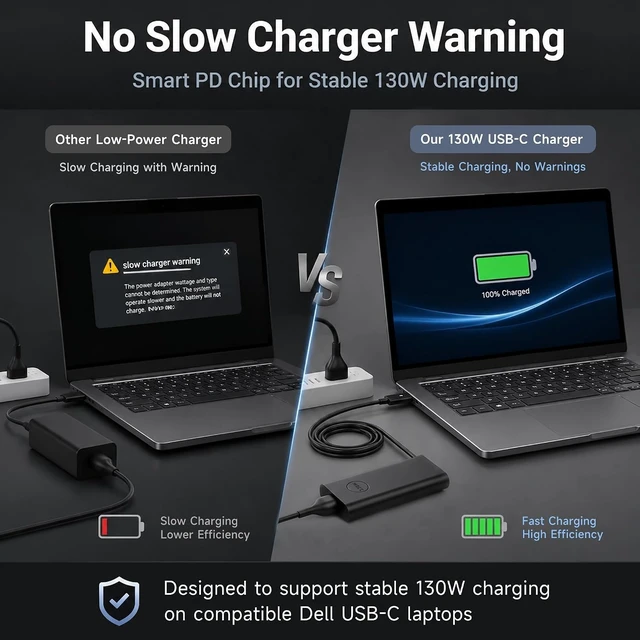 Alt view image 6 of 7 - 130W USB-C Charger Compatible with Dell XPS Precision