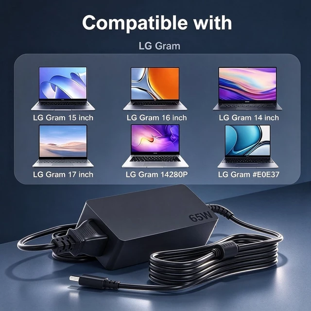 Alt view image 3 of 7 - 65W USB C PD Fast Charger Compatible with LG Gram 14 15 16 17