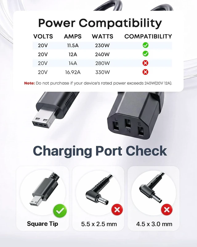 Alt view image 2 of 6 - 240W Charger Fit for MSI Stealth GS77 17 A16 16 AI Studio Creator