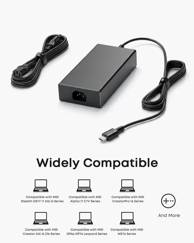 Alt view image 6 of 6 - 240W Charger Fit for MSI Stealth GS77 17 A16 16 AI Studio Creator
