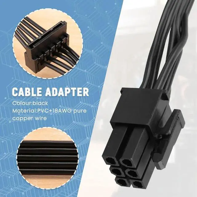 Alt view image 4 of 7 - Pcie 6Pin Male To 3 SATA Power Supply Cable For Seasonic Focus Plus Platinum FOCUS+ Series 850PX 750PX 650PX 550PX PSU