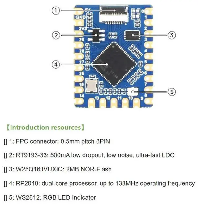Alt view image 4 of 8 - For Raspberry Pi Pico RP2040-Tiny Development Board On-Board With RP2040 Chip USB Port Durable