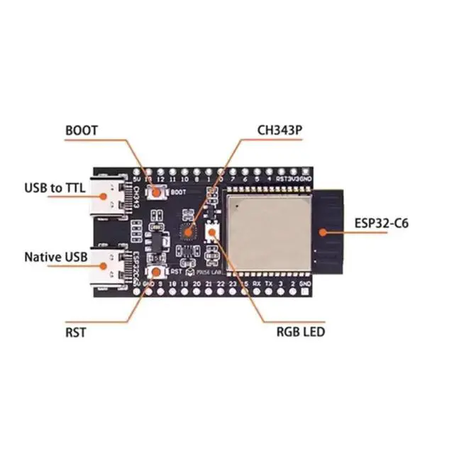 Alt view image 3 of 6 - For Nano ESP32-C6-N4 Developer Board, Core ESP32-C6 Module With 6, Bluetooth Compatibility, And Zigbee Technology, We