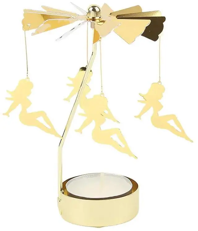 Main image of l Spinning Tea Light Candle Holder Carousel Candle Holder Windmill Candlestick for Wedding Party Home Table Decor