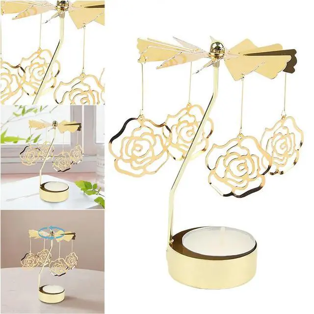 Alt view image 3 of 3 - l Spinning Tea Light Candle Holder Carousel Candle Holder Windmill Candlestick for Wedding Party Home Table Decor