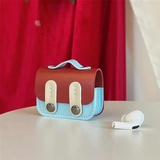 Alt view image 4 of 7 - Silicone Cartoon Headphone Box For 4 Earphone Case 3D Luxury Schoolbag Phone Case With Porcelain Cover Pendant