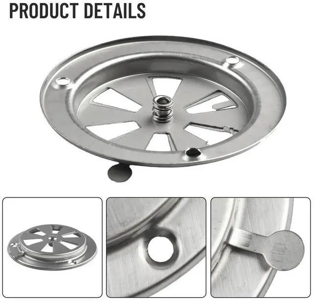 Alt view image 3 of 3 - BBQ Grill Exhaust Vent Stove Air Vent Damper Stainless Steel Adjustable Size Vent Hole 9.5x9.5x3cm Silver Replacement Parts