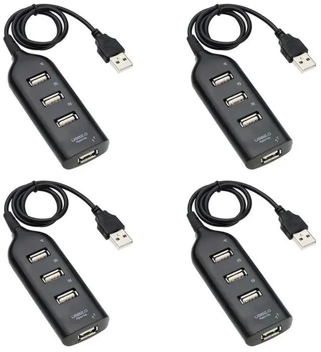Alt view image 3 of 7 - 4X USB Hub 2.0 Multi-USB High Speed Hub Splitter 4-Port USB Hub Adapter For Laptop Receiver Computer Accessories Black