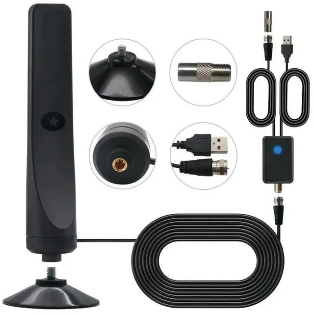 Alt view image 4 of 7 - TV Antenna High Gain Indoor Digital Antenna Amplified Signal Booster for Wide Range HDTV Reception Home TV