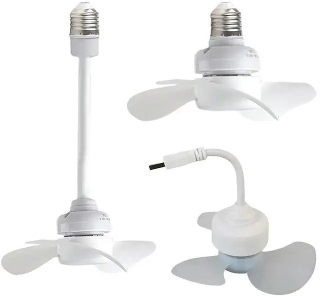 Alt view image 3 of 3 - Indoor Ceiling Fan Light E27 Base/USB Light Bulb Fan with Socket Hose Extender Small Ceiling Fan Light for Kitchen Room