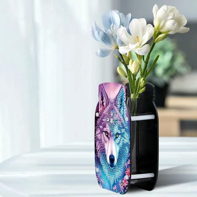 Alt view image 2 of 6 - Wolf Acrylic Double Sided Special Shape Diamond Painting Vase for Home Decor