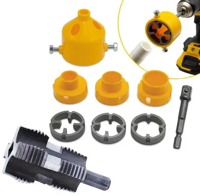 Alt view image 3 of 3 - 9pcs/Set PVC Pipe Threader Kit Pipe Threader Pipe Round Die 4/6 Points PPR Water -=Pipe -=Internal Thread Opener