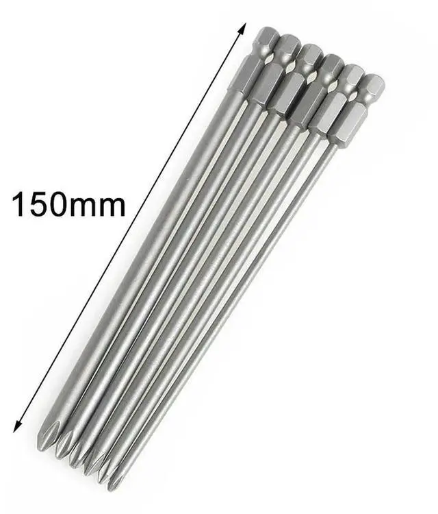 Alt view image 2 of 2 - Tool Cross Screwdriver Bits Hex Head Power Silver Workshop 150mm Long Carpentry Household Magnetic Accessories