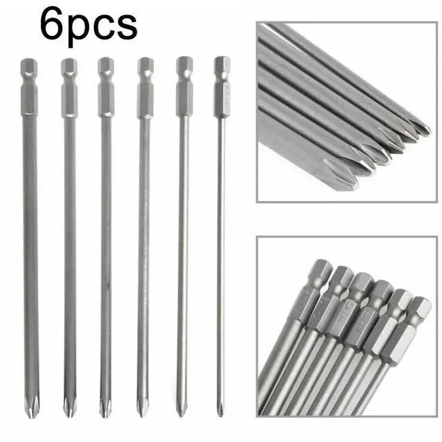 Main image of Tool Cross Screwdriver Bits Hex Head Power Silver Workshop 150mm Long Carpentry Household Magnetic Accessories