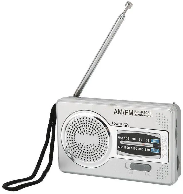Main image of Universal AM FM Transistor Radio DSP Chip Portable Pocket Mini Radio with Loudspeaker Headphone Jack Silver Gray Not